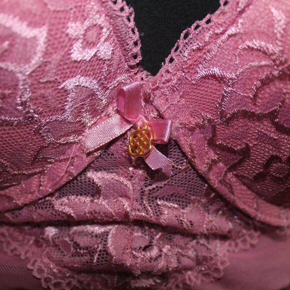 Daisy Fuentes Rose Pink Lace Push-Up Bra 40C - Picture 3 of 10